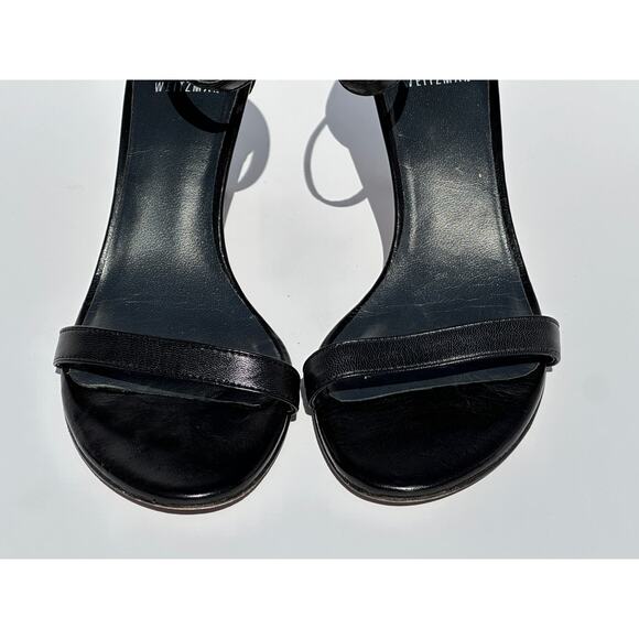 Stuart Weitzman $475 Nunaked Curve 75mm Sandal Heel Black Leather Size 6 M - Picture 4 of 16